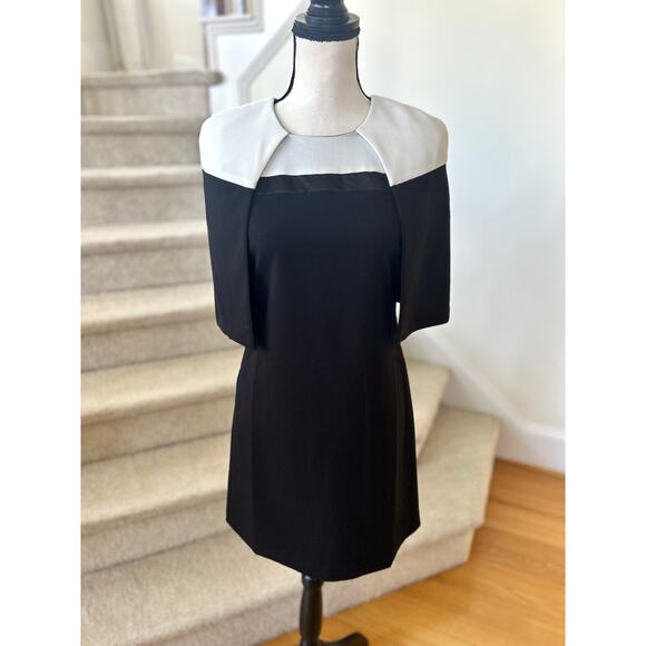 Elliatt Black & White Capulet Cape Sheath Mini Dress - Picture 2 of 9